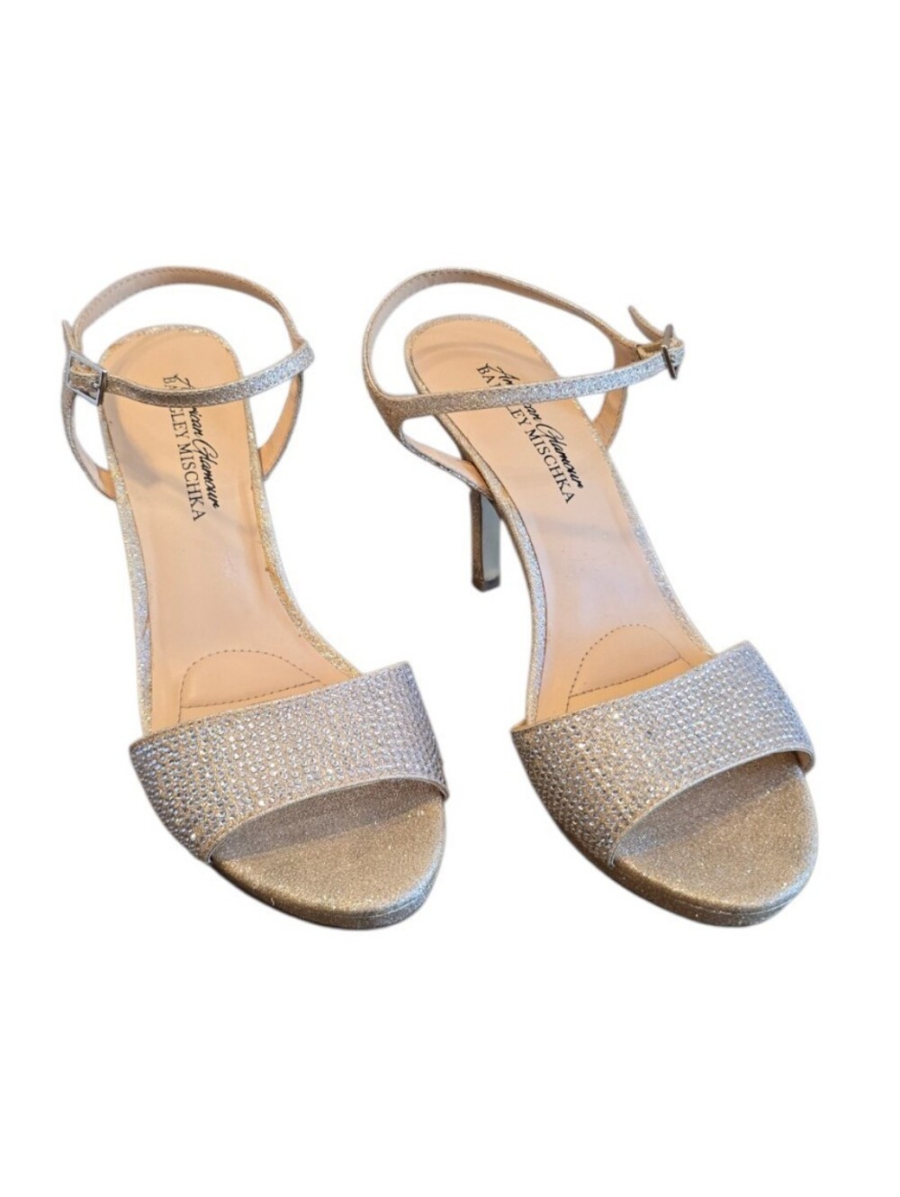 Badgley Mischka American Glamour Gold Sparkle Sandal 6.5